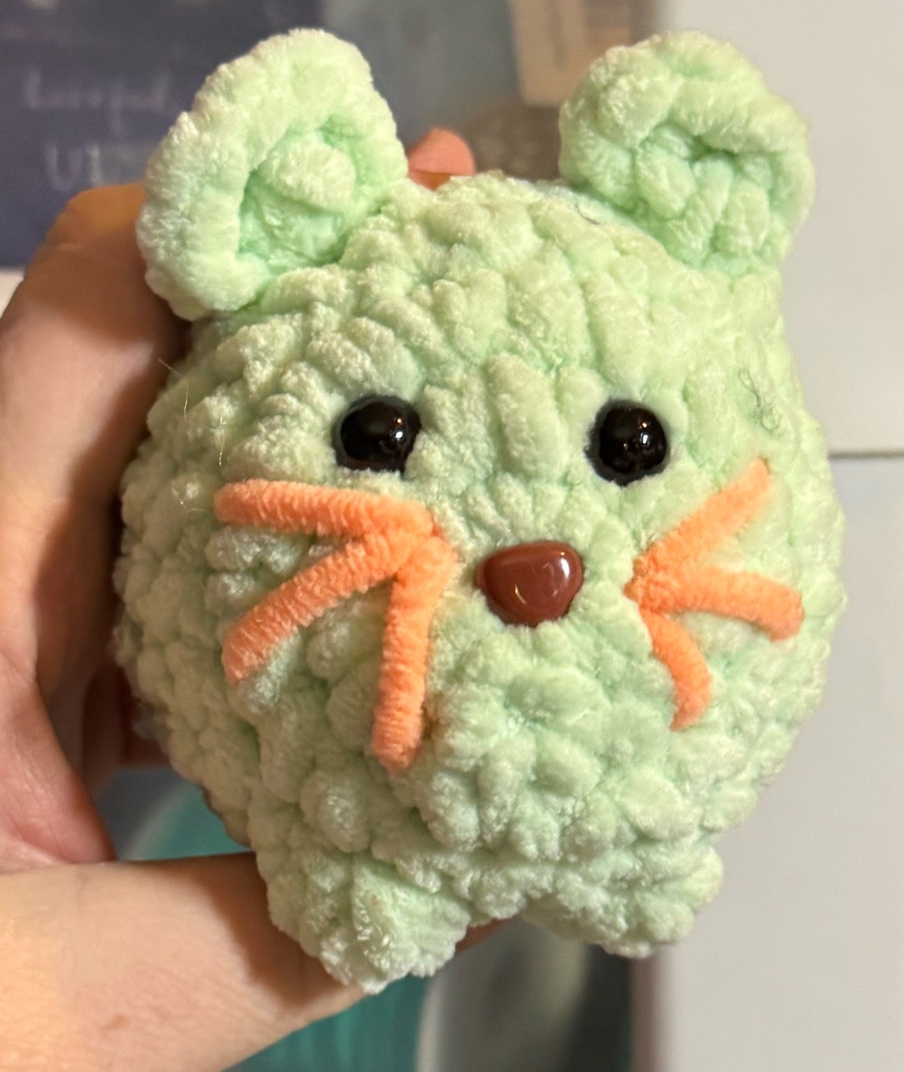 Green and peach cat